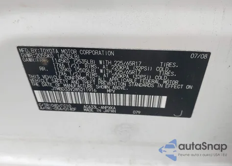 2008 Toyota Rav4 из США, поврежденный, VIN JTMBD33V285211916